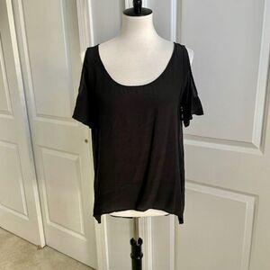 S.Y.L.K. SYLK Black Shoulderless Silk Top Size Medium